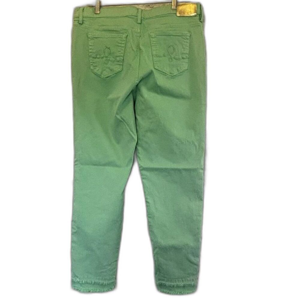 Lilly Pulitzer Palm Green Jeans Frayed Double Hem Crop Stretch Ankle Preppy Sz16